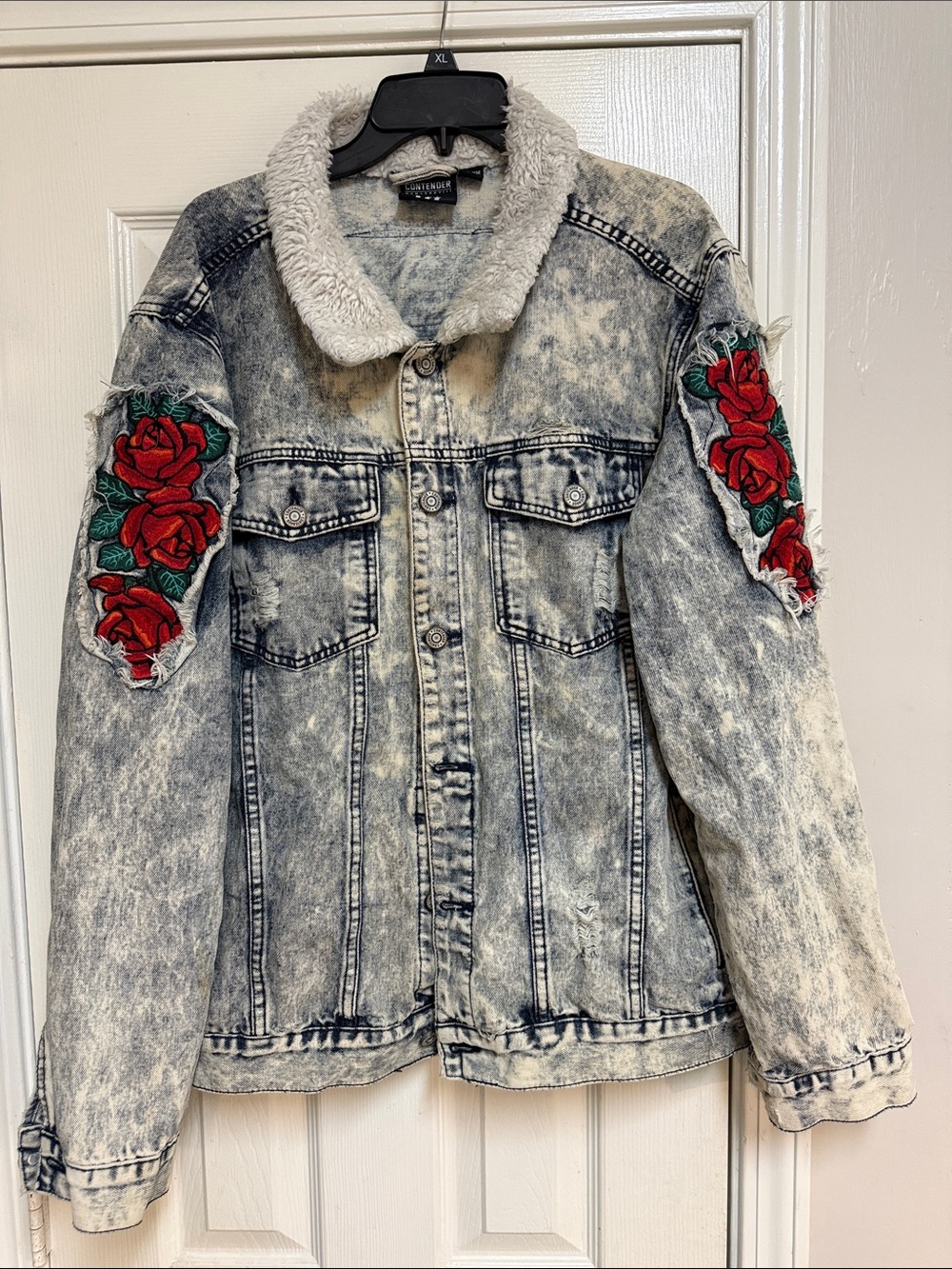 MCMLXXD VIII Contender Brand Men's Distressed Sherpa Collar Denim Jacket